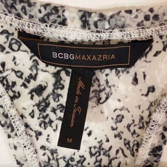 BCBGMAXARIA Semi Sheer Black Gray White Print Racer Back Tank Med - Picture 8 of 10